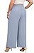 Lastshe Womens Plus Size Wide Leg Pants Summer High Waisted Adjustable Drawstring Loose Trousers Boho Beach Vacation Flowy Boho Slacks Pull On Linen Pants for Curvy Outfits,Dust Blue,4X