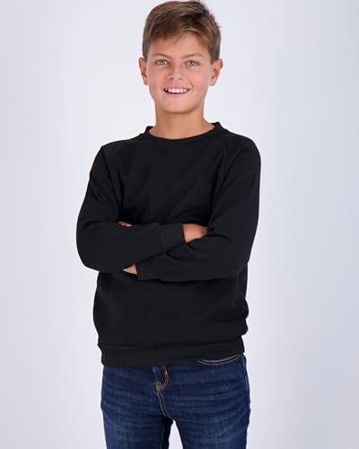 Real Essentials 3 Pack Boys' Fleece Crew Neck Long Sleeve Sweatshirt - Soft Pullover Sweaters for Youth Kids Boys & Girls3
