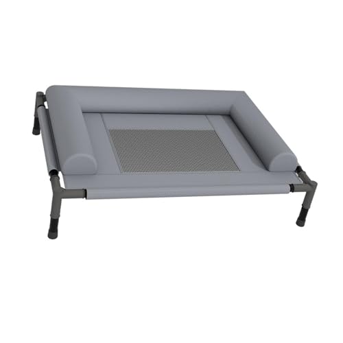 MYCENSE ペットベッド 犬 猫 夏用 高い足つき ペットコット ひんやり 通気性メッシュ製キャンプコット 屋内外で使用 洗えるハンモック 猫ベッド (ダークグレー, 66cm×45cm×17cm)