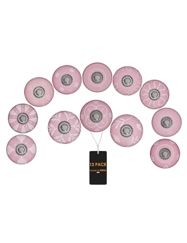 ALWORG Pink Dresser Knobs - Ceramic Flower Vintage Cabinet Knobs