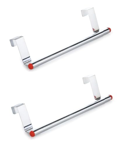 Image of LEAWALL Cabinet Door Kitchen Towel Bar Kitchen Hook Drawer Storage Adjustable Over Stainless Steel Towel Holder /Over Cabinet Towel bar (2)