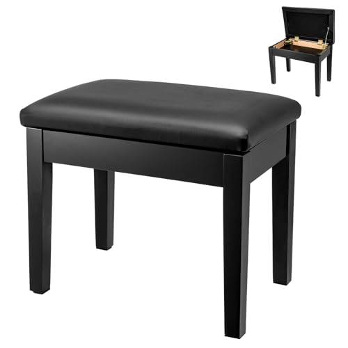 Piano Stool Adjustable Height 54x34x45CM PU Leather Keyboard Bench Storage