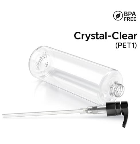 Bar5F Pump Bottle 32-Ounce 1-Liter Empty for Shampoo Conditioner Body Wash Lotion BPA-Free Crystal-Clear (Pack of 1)4