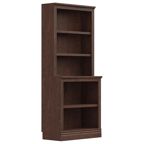 JAHRSTIM Halston Multi-Depth Bookcase, Adjustable Storage Open Display Shelving Unit for Home and Office Space, 31.5”L x 15.75”W x 72.8”H, Dark Cherry