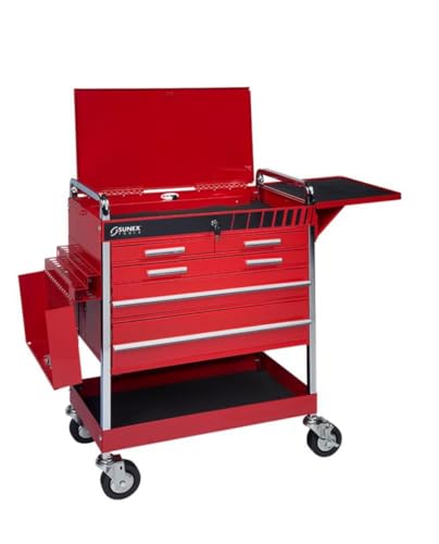 Sunex 8045 Professional 5 Drawer Service Cart with Locking Top- Red