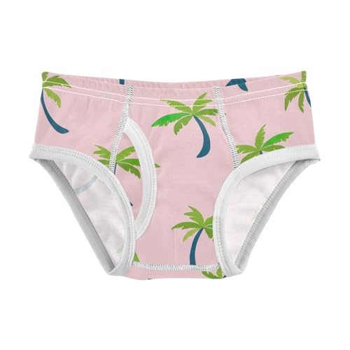 CHIFIGNO Boy Briefs Cotton Underwear Breathable Printed Little Boy Underwear Briefs, Cute Cartoon Palm Trees Pink