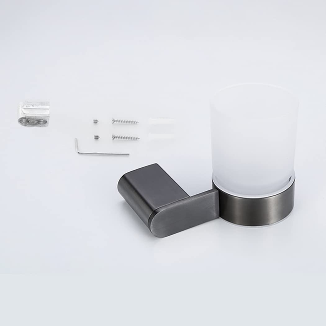 WRIST Zahnbürstenhalter, Zahnbürstenhalter Aus Edelstahl Zur Wandmontage Mit Milchglasbecher Für Den Badezimmer-Organizer, Gun Grey