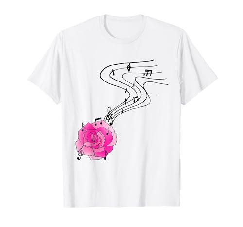 Música clásica y notas musicales para amantes de las flores con arte de rosas Camiseta