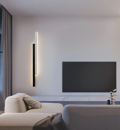 SSNCcNC LED 16W lámpara de pared rayas largas diseño Moderno minimalista Lámparas de pared adentro nórdico Luz cálida 3000K acrílico Decoración Para Sala de estar Habitación 60cm