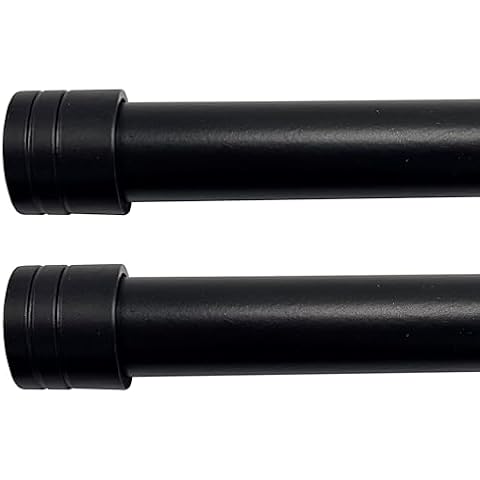 2 PACK Curtain Rods for Windows 32 to 60 inch, Finials, Decorative Drapery Curtain Rod(Black) Cover