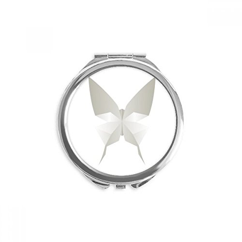 Espejo portátil de mano para bolso redondo y compacto con diseño de mariposa blanca