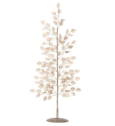 Napco 17.75 inch Elegant Gold Leaf Spray Tree on Glittered Stand Modern Metallic Tabletop & Entryway Holiday Decor