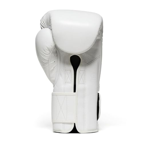 Flow Challenge Boxhandschuhe aus echtem Leder, Sparring und Training, Muay Thai, Kickboxen, MMA, Kampfsport, Herren und Damen - Weiß - 16oz