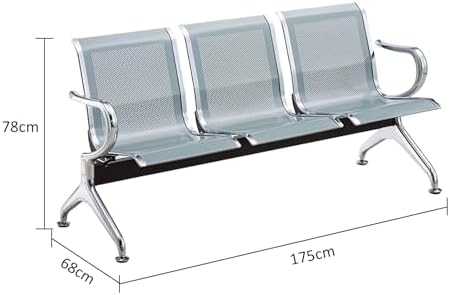 Modern Metal Airport Reception Bench with Armrest and Backrest Waiting Room Chairs for Business Office Hospital Bank 3 Seat
