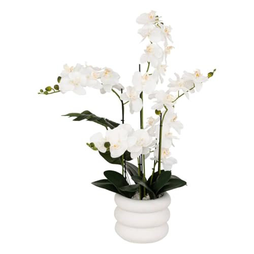 Atmosphera - Orchidée Artificielle en Pot Mick Pot en céramique Blanc h80cm