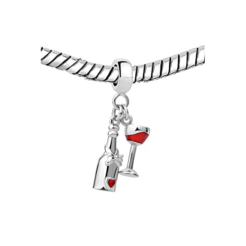 KunBead Womens Heart Wine Bottle Glass Enamel Dangle Charms Compatible with Pandora Charm Bracelet Gift for Birthday2