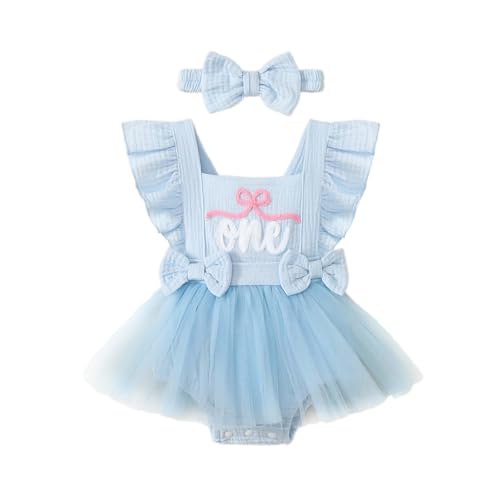 Baby Girl 1st Birthday Outfit 2026 First Birthday Gifts Ruffled Sleeveless Tulle Romper Dress One Year Old Bodysuit Clothes