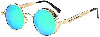 BOZEVON Punk Round Sunglasses - Classical Metal Cycling Retro Sunglasses For Women & Men