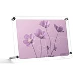  FJWKLRBV Cadre en acrylique transparent de 11,9 x 17,1 cm - Fleurs sur fond violet - Cadre imprimé puzzle - Support de bureau sur pied