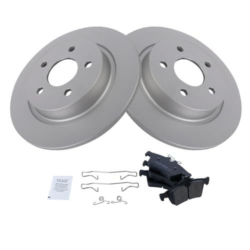 Image of TRQ Rear Brake Pad and Rotor Set Ceramic Coated Rotors Compatible with 2008-2013 Volvo C30 2006-2013 C70 2006-2011 S40 2006-2011 V50