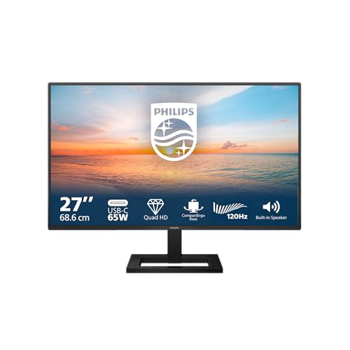 Philips 27E1N1600AE Moniteur QHD 27 Pouces Haut Parleur réglable en Hauteur 2560x1440 100Hz HDMI 1.4 USB C PD Hub USB - vue 2