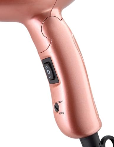 Elchim Mini Venetian Rose Gold - Asciugacapelli da viaggio, voltaggio universale, ultraleggero, piccolo e pieghevole; Dotato di un mini concentratore d’aria; mini diffusore incluso nella confezione