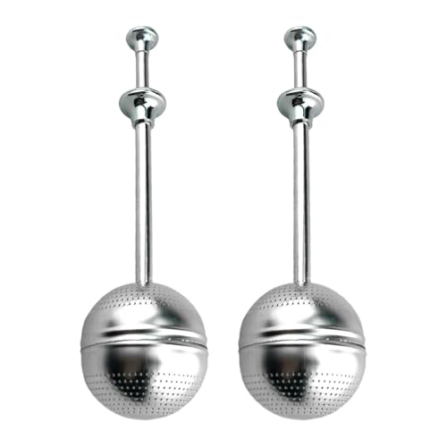 Bola de té de mango largo - Difusor de intervalo de té reutilizable | colador de té de malla Ball | Infusor de té de acero inoxidable de 2 piezas | Mango largo Difusor de té de alimenticio