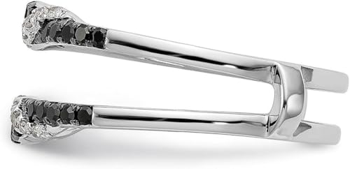 A P DIAMOND Created Round Cut Black & Moissanite White Diamond 925 Sterling Silver 14K White Gold Finish Solitaire Warp Guard Wedding/Engagement Enhancer Ring For Women2