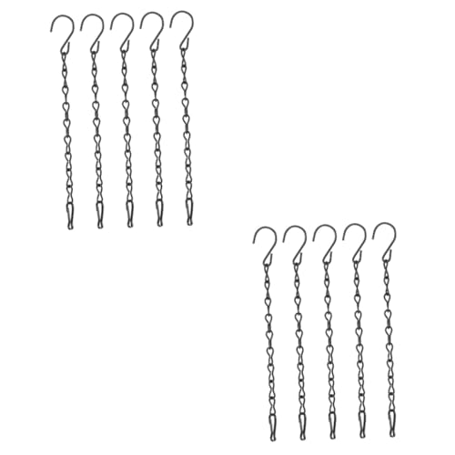 Toyvian 2 Ensembles Panier De Fleurs Cage À Oiseaux Chaîne Plantes D'intérieur Suspension Intérieure Jardinières en Plein Air Corbeille Plante D'intérieur Black Le Fer 5 Pièces * 2