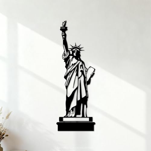 Statue de la Liberté, symbole des États-Unis Stickers muraux 42x119cm Amovible sans laisser de colle Noir