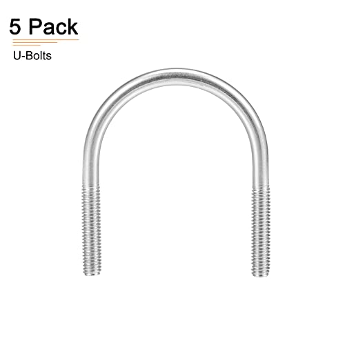 Image of DTGN 2 inchx2.6 inch(DXL) Round U-Bolts - 5Pack - Good for Construction Industry - 304 Stainless Steel Round Bend U Bolt - Silver