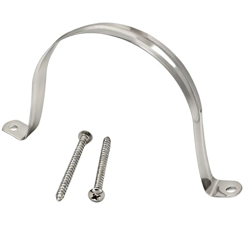 Amanaote 304 Stainless Steel 4 Inches Diameter Tube Strap Tension Clip Pipe Clamp(Pack Of 5 Sets)