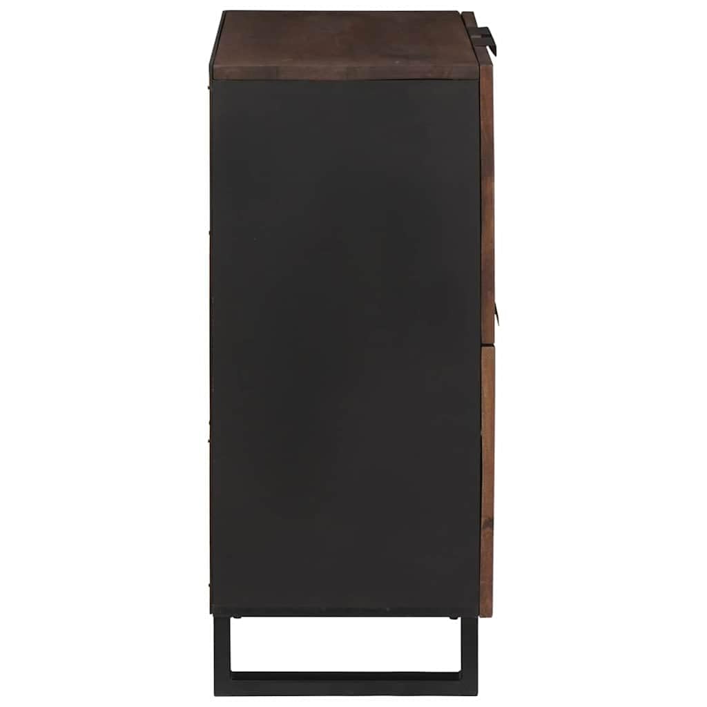 Kredens z litego drewna mango, 60 x 33,5 x 75 cm, szafka do przechowywania mediów z 4 drzwiami, rustykalny regał do salonu, brązowy mebel