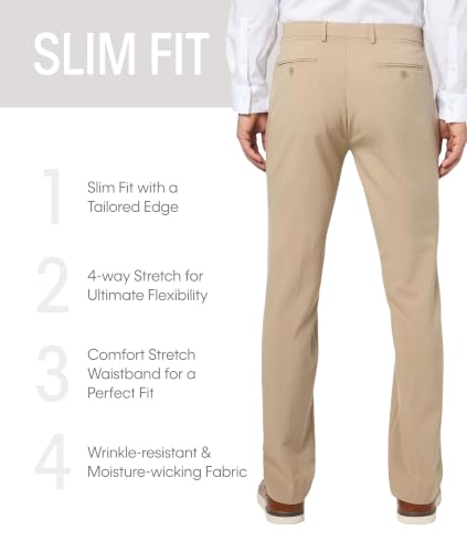 Calvin Klein Men's Slim Fit Stretch Dress Pants, 30W x 32L, Tan - image 3