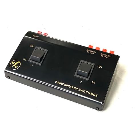 Kurrent Electric A/B A+B Switch 1 in - 2 Out 2 Way Stereo Receiver Speaker Set Selector, Black Cover
