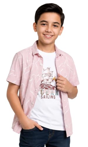 Image of CAVIO Boys Printed Shirt and T-Shirt Regular Fit Casual Half Sleeve