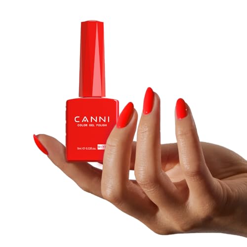 Image of CANNI Classic Red Gel Nail Polish, 1Pcs Bright Red Orange Gel Polish Dark Color Soak Off U V Nail Manicure Salon DIY at Home