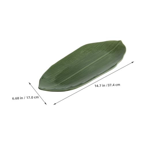 Plato de sushi cerámico verde en forma de hoja miniatura 2