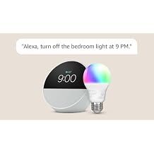 Echo Spot with Amazon Basics Smart Color Bulb