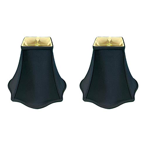 Image of Royal Designs, Inc. Regal Series Fancy Square Bell Lamp Shade, 4 x 10 x 8.5, Black, Pack of 2