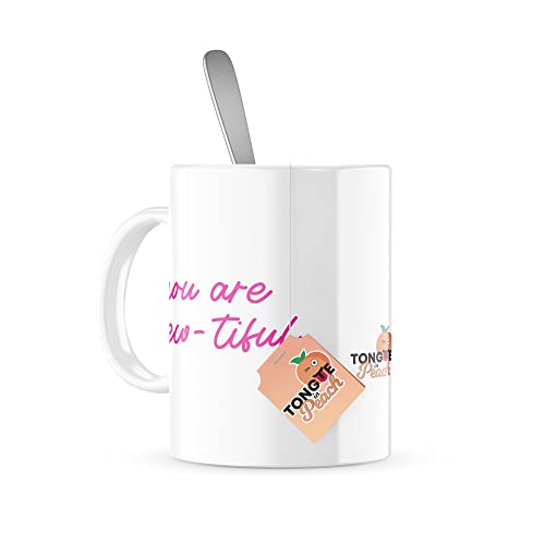 Tongue in Peach Mugs for Her, White - Image 4