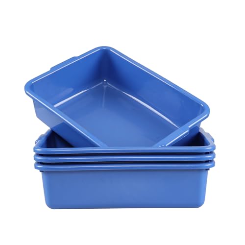 Yesdate Commercial Products Standard Bus/Utility Box, 4.6" Deep Kitchen Bus Tubs, 4 Durable Blue Plastic Wash Basin/Dish Washing Tub for Restaurants or Catering Services - Thumbnail 7