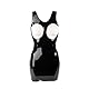 Rubberfashion Latex Mini Kleid - Latexkleid kurz - Arm frei mit Trägern brustfrei - sexy Frauen Kleider für Damen schwarz 0.4mm XL