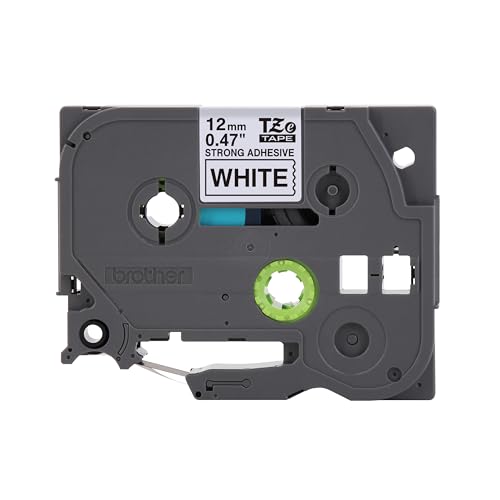 Image of Brother Genuine P-Touch TZe Black Print on White Label Tape (TZeS231), Strong Adhesive Laminated, ~1 /2in x 26.2ft (12mm x 8m), for Select P-Touch Label Makers, Water-Resistant, Extra Strength