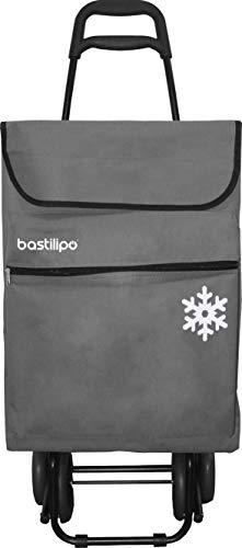 Bastilipo Julia Gris Carro de la Compra 4 Ruedas Plegables oceano-Bastilipo-50 litros de Capacidad con Bolsa termica y Bolsillo Interior, 50 litros