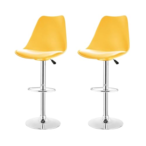 Image of activa Rapid Bar Stool Chair with Height Adjustable Design, Padded Seat & Footrest | Modern Metal Counter Stool for Kitchen, Home, Bar & Cafe Seating | Durable Comfort Chair (Yellow, Set of 2)