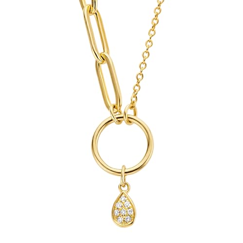 Hope Necklace | Diamond Necklaces For Women Gold | Natural Good-Cut White Diamond 8pc | 18K Yellow Gold Plated | 925 Sterling Silver | Adjustable Sizes