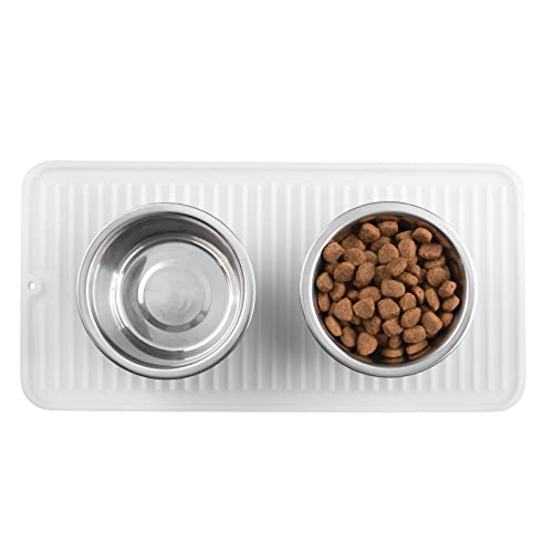 Mdesign Premium Quality Square Pet Food And Water Bowl Feeding Mat For Dogs And Cats, Waterproof Non-Slip Durable Silicone Placemat - Food Safe - Small, Linelle Collection - Clear #TOP6