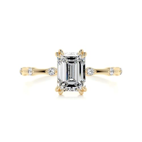 1.5 Ct Emerald Cut Moissanite Engagement Ring for Women Solitaire Engagement Handmade Ring, Promise Gifts for Her, 10K/14K/18K Solid Gold Anniversary Propose Ring Gifts4