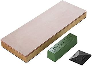 SHARPAL 204N Leather Strop (200 mm x 76 mm) Kit with 53 g Polishing Paste and Angle Guide, Knife Scraper Block for Sharpening and Honing Knives